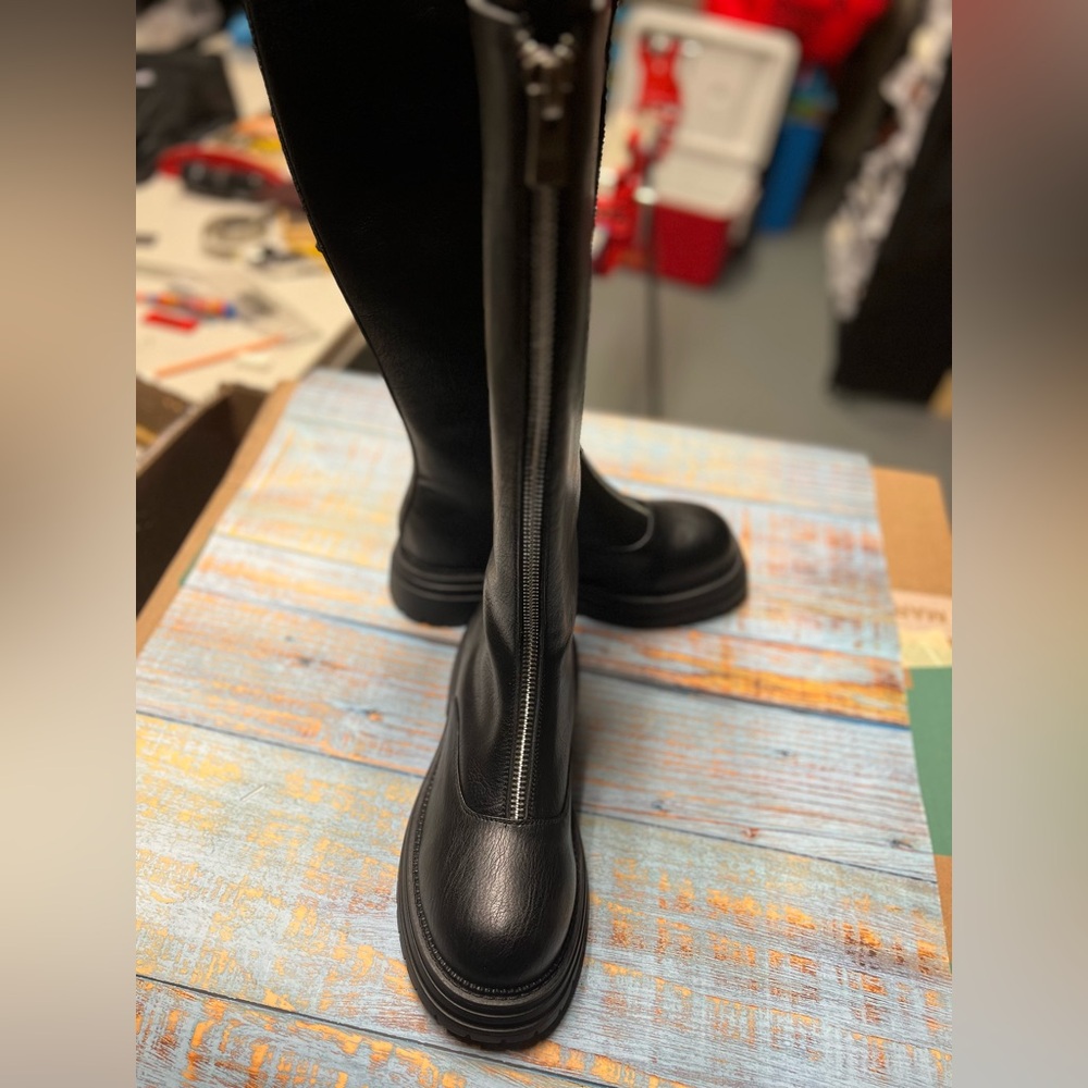 Black Knee-High Leather Boots